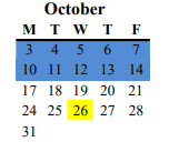 District School Academic Calendar for Morada Middle for October 2022