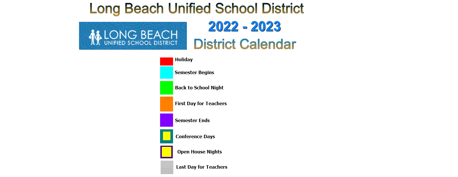 Tincher Elementary School District Instructional Calendar Long