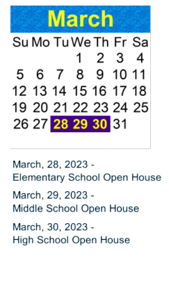 District School Academic Calendar for International Elementary for March 2023