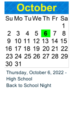 District School Academic Calendar for Washington Middle for October 2022