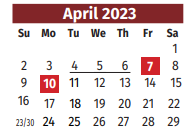 District School Academic Calendar for H S #2 for April 2023