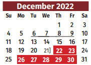 District School Academic Calendar for Los Cuates Middle for December 2022