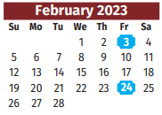 District School Academic Calendar for Cameron Co J J A E P for February 2023