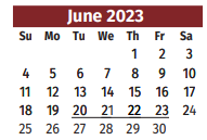 District School Academic Calendar for Los Cuates Middle for June 2023
