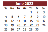 District School Academic Calendar for Olmito Elementary for June 2023