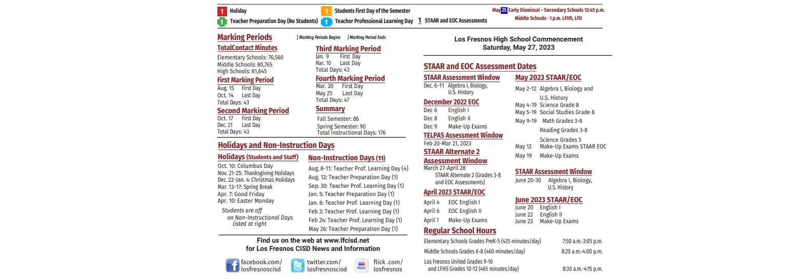 District School Academic Calendar Key for Laureles Elementary