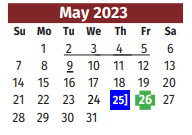 District School Academic Calendar for Los Fresnos El for May 2023