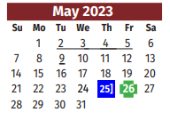 District School Academic Calendar for El #9 for May 2023