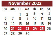 District School Academic Calendar for Laureles Elementary for November 2022