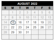 District School Academic Calendar for Lovejoy H S for August 2022