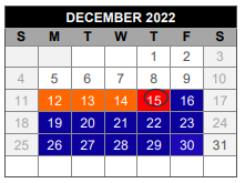 District School Academic Calendar for Lovejoy H S for December 2022