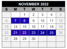District School Academic Calendar for Lovejoy H S for November 2022