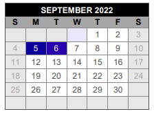 District School Academic Calendar for Hart Elementary for September 2022