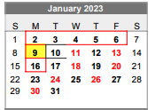 District School Academic Calendar for Lubbock-cooper North Elementary Sc for January 2023