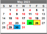 District School Academic Calendar for Lubbock-cooper Junior High School for May 2023