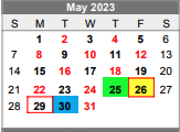 District School Academic Calendar for Lubbock-cooper North Elementary Sc for May 2023