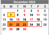 District School Academic Calendar for Lubbock-cooper High School for November 2022