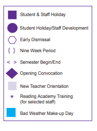 District School Academic Calendar Legend for Dunbar Primary School