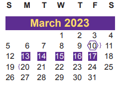 District School Academic Calendar for Dunbar Primary School for March 2023