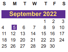 District School Academic Calendar for Anderson Elementary School for September 2022