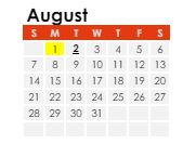 District School Academic Calendar for Deer Run Elementary for August 2022
