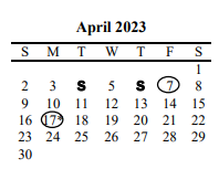 District School Academic Calendar for Southside Elementary for April 2023