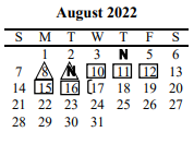 District School Academic Calendar for Mabank Alpha for August 2022