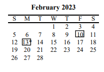 District School Academic Calendar for Central Elementary for February 2023