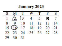 District School Academic Calendar for Mabank High School for January 2023