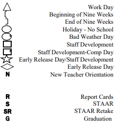 District School Academic Calendar Legend for Central Elementary