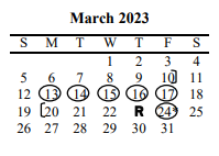 District School Academic Calendar for Mabank Middle for March 2023