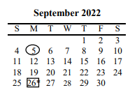 District School Academic Calendar for Mabank Alpha for September 2022