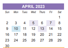 District School Academic Calendar for Kennedy Elementary for April 2023