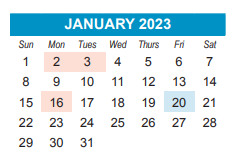 District School Academic Calendar for Memorial High for January 2023