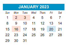 District School Academic Calendar for Leopold Elementary for January 2023