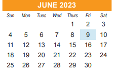 District School Academic Calendar for Marquette Elementary for June 2023