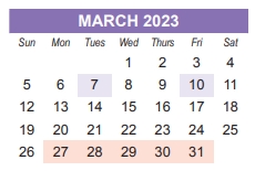 District School Academic Calendar for Metro School for March 2023