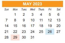 District School Academic Calendar for Memorial High for May 2023