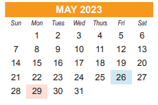 District School Academic Calendar for Schenk Elementary for May 2023