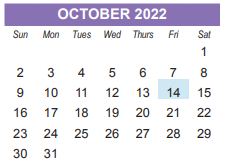 District School Academic Calendar for Elvehjem Elementary for October 2022