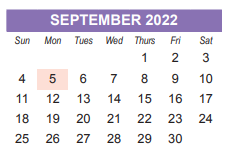 District School Academic Calendar for Nuestro Mundo for September 2022