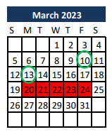 District School Academic Calendar for Madisonville Intermediate School for March 2023