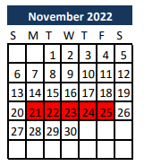 District School Academic Calendar for Madisonville Intermediate School for November 2022