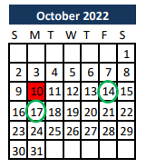 District School Academic Calendar for Madisonville Intermediate School for October 2022