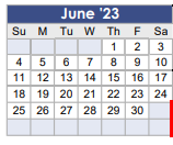 District School Academic Calendar for J L Lyon Elementary for June 2023