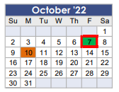 District School Academic Calendar for Magnolia Elementary for October 2022