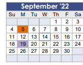 District School Academic Calendar for Tom R Ellisor Elementary for September 2022