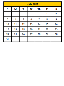District School Academic Calendar for Frances Wakeland Elementary School for July 2022