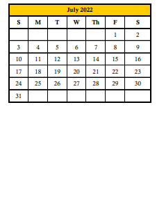 District School Academic Calendar for Orange Ridge-bullock Elementary for July 2022