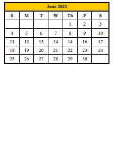 District School Academic Calendar for Manatee CO. Juvenile Justice for June 2023